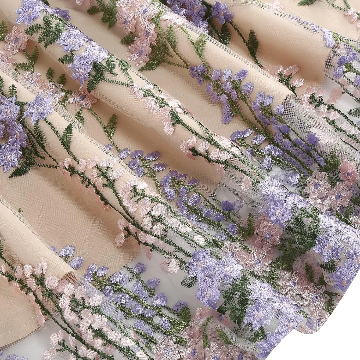 Women Keyhole Floral Embroidery Dress Sheer Mesh Illusion Vintage Cocktail Swing Dress Wedding Party Prom Tulle Evening Dress