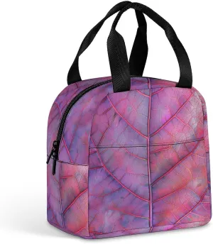 Women Men Insulated Lunch Bag Veins on Leaves Printing Reusable Lunchbox for Adult Freezable Lunch Cooler Bag for Work Office Picnic Beach Travel