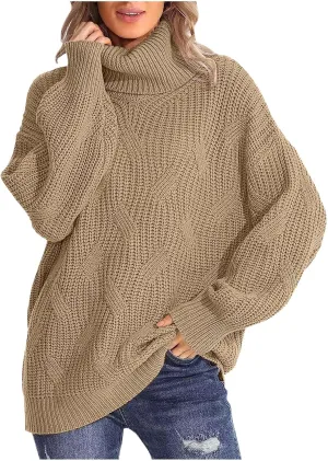 Women Oversized Slouchy Knit Turtleneck Sweaters Fall Fashion 2023 Batwing Sleeve Pullover Tops Y2K Clothes