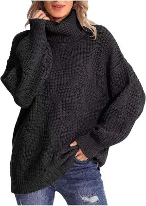 Women Oversized Slouchy Knit Turtleneck Sweaters Fall Fashion 2023 Batwing Sleeve Pullover Tops Y2K Clothes
