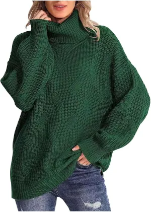 Women Oversized Slouchy Knit Turtleneck Sweaters Fall Fashion 2023 Batwing Sleeve Pullover Tops Y2K Clothes