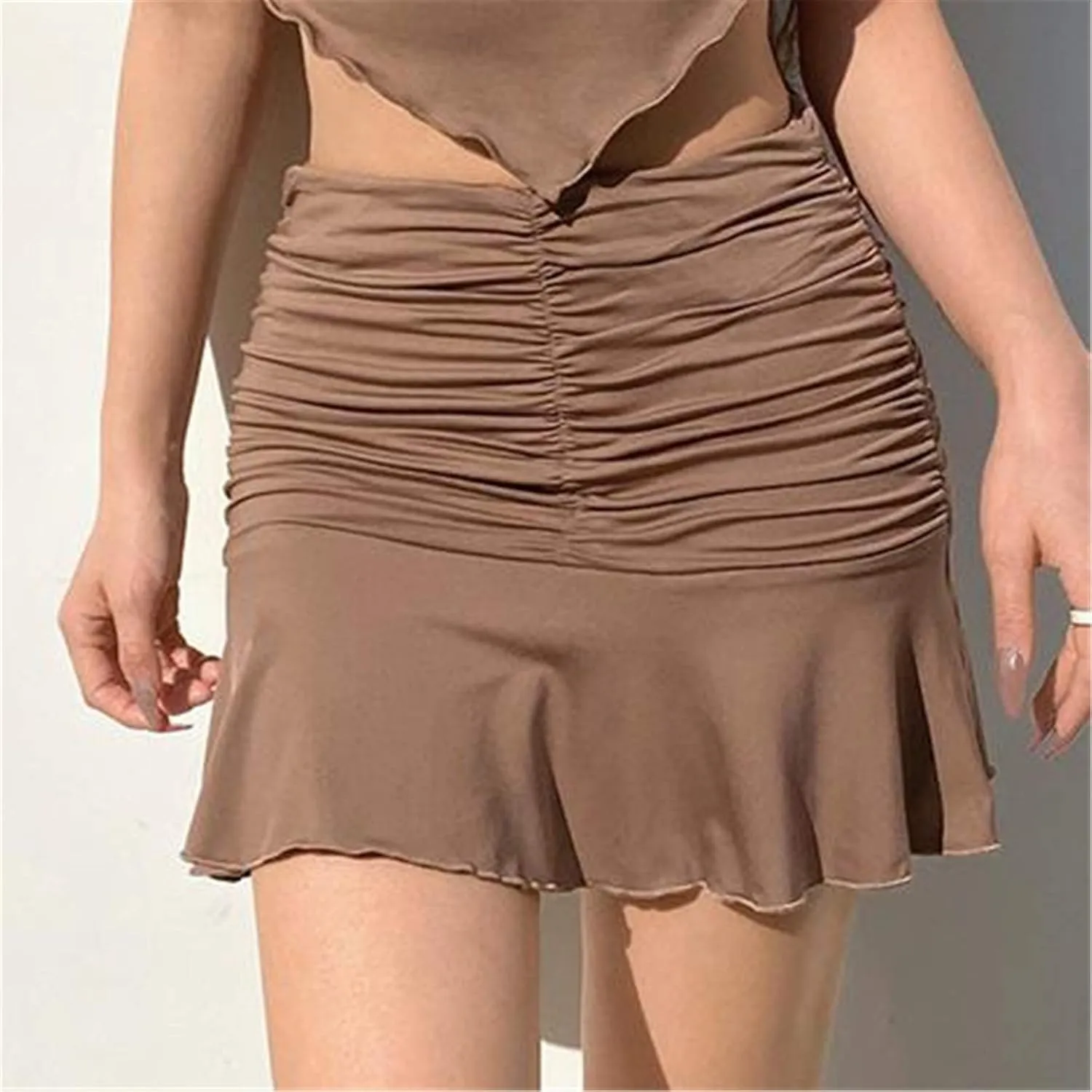Women Sexy Bodycon Mini Skirt Set Crisscross Halter Cutout Tank Crop Top Two Piece Outfit Bandage Dress Clubwear