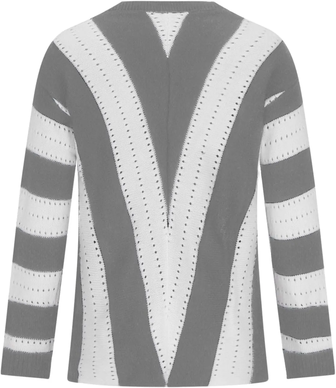 Women's 2023 Trendy Sweaters Color Blocking V-Neck Long Sleeve Loose Knit Pullover Sweater Tops Knitwear Pullovers