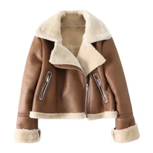 Womens Brown Aviator Jacket