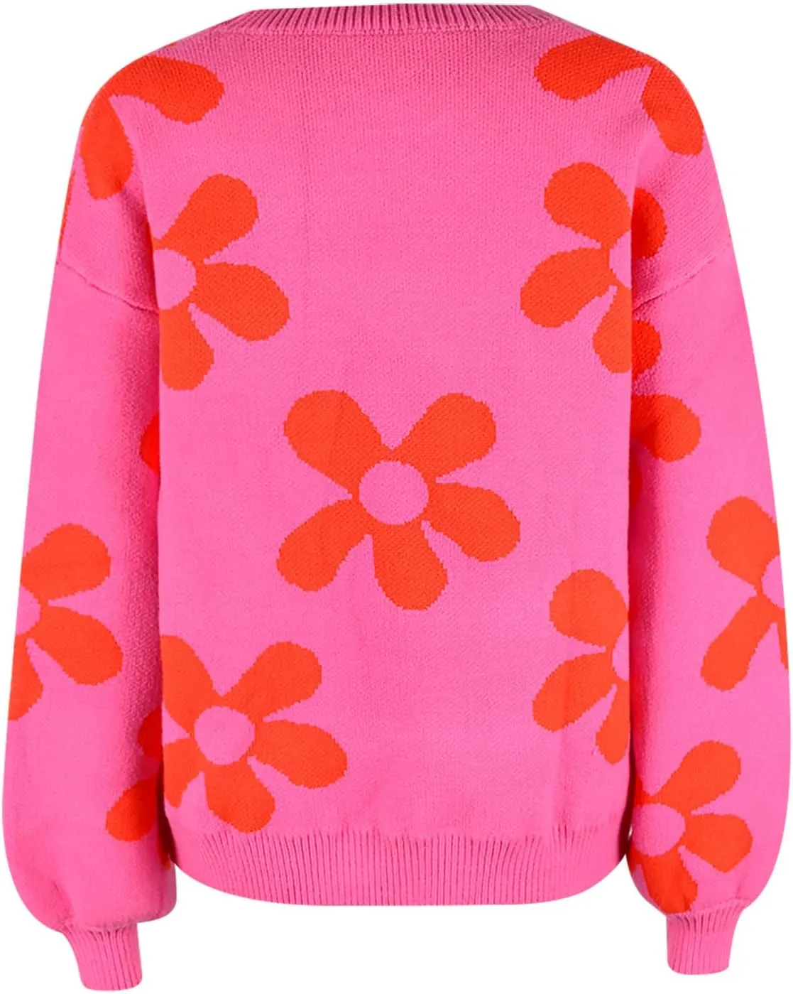 Women's Casual Flower Knitted Sweaters Crewneck Long Sleeve Chunky Cable Knit Pullover 2023 Fashion Clothes