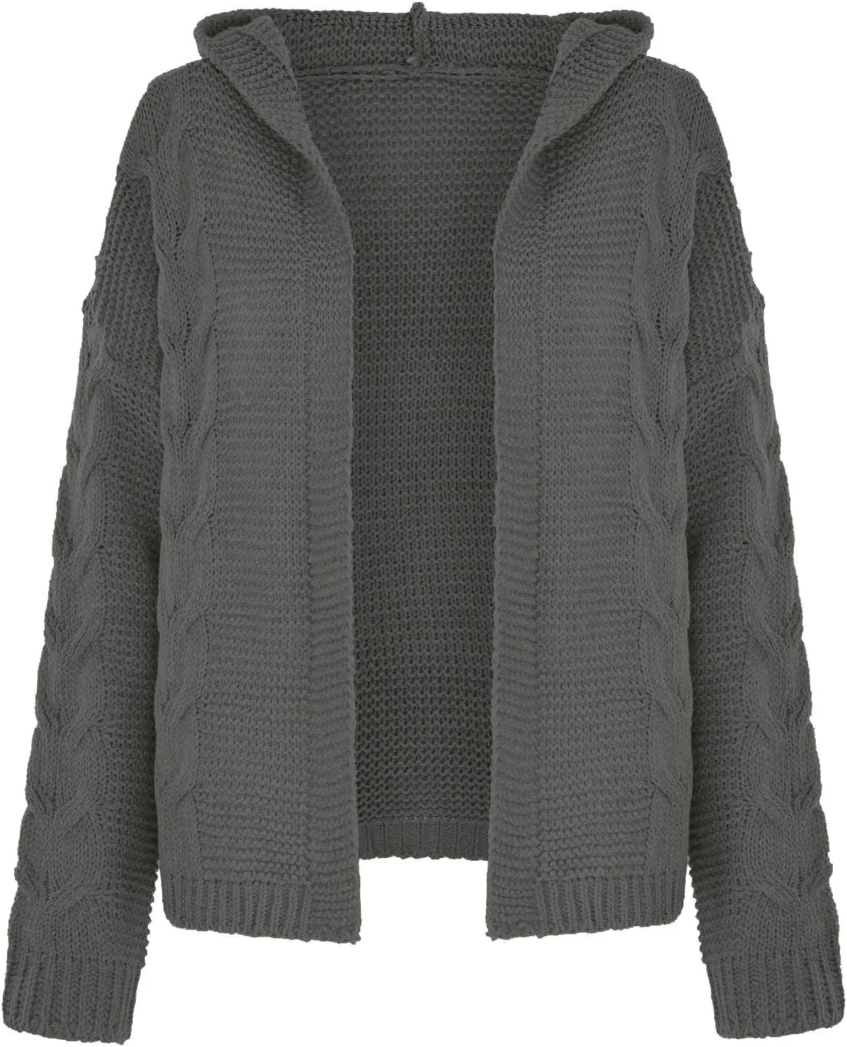 Women's Hooded Sweaters Fall Winter Loose Cardigan Loose Chunky Knit Open Front Sweater Outerwear Jackets Coats