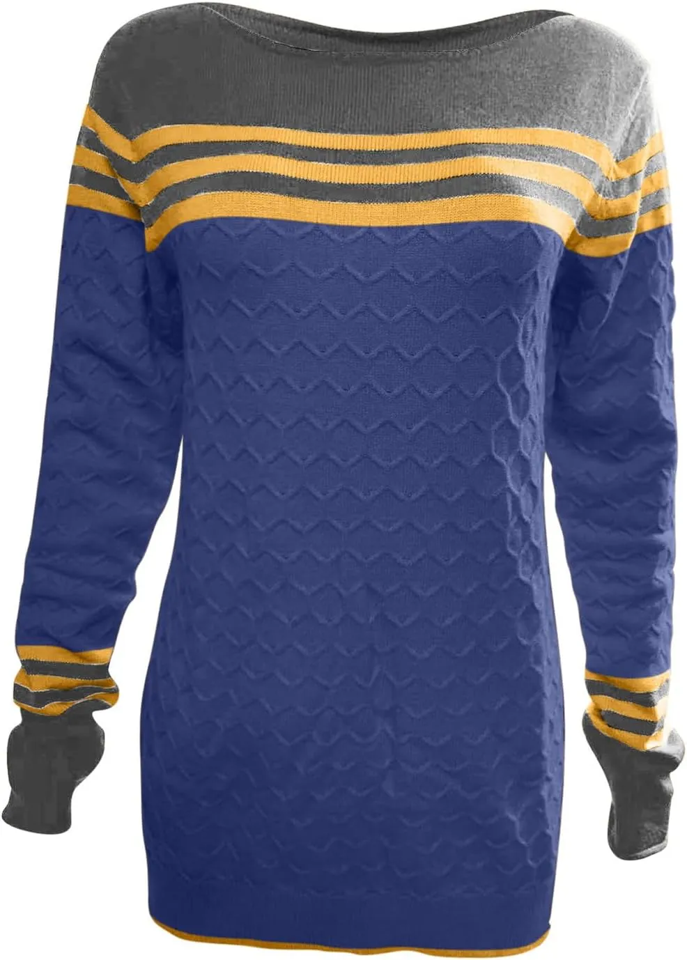 Women's Knitted Color Block Sweaters Long Sleeve Crewneck Fall Fashion Shirt Tunic Tops Blouse Knitwear Pullover