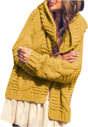 Womens Knitted Hooded Sweaters Open Front Cardigans Fall Fashion 2023 Winter Warm Outwear Coats Jackets Tops