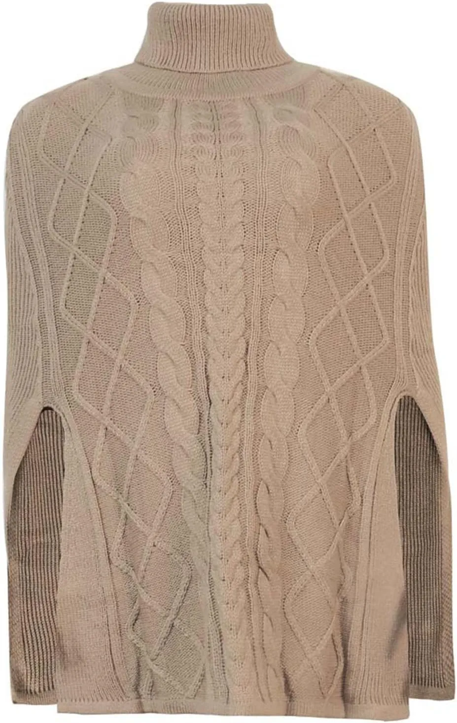 Women's Turtleneck Sweaters Chunky Cable Knit Pullover 2023 Fall Fashion Side Slit Poncho Sweater Shawl Top