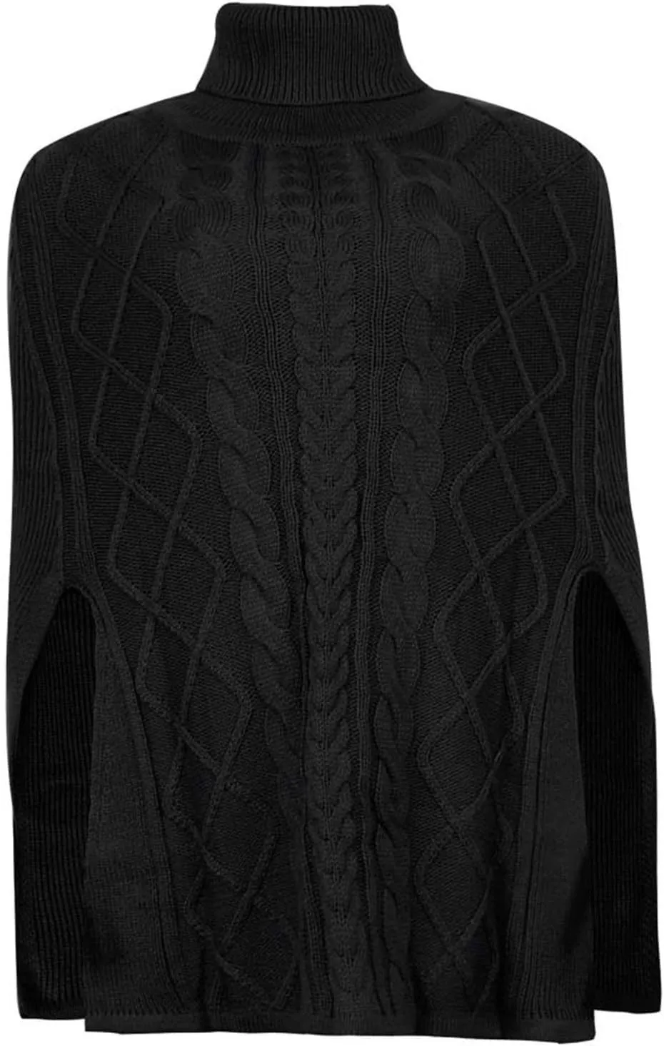 Women's Turtleneck Sweaters Chunky Cable Knit Pullover 2023 Fall Fashion Side Slit Poncho Sweater Shawl Top