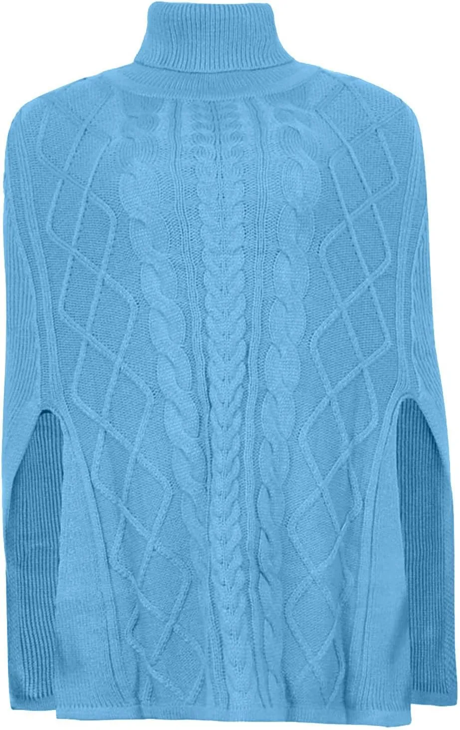 Women's Turtleneck Sweaters Chunky Cable Knit Pullover 2023 Fall Fashion Side Slit Poncho Sweater Shawl Top