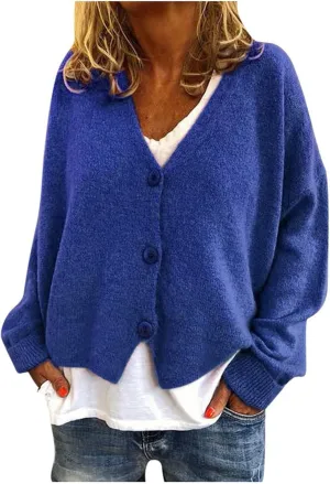 Women's V Neck Button Cardigans Long Sleeve Cable Knit Sweaters Lightweight Jackets Fall Fashion Outerwear Coat