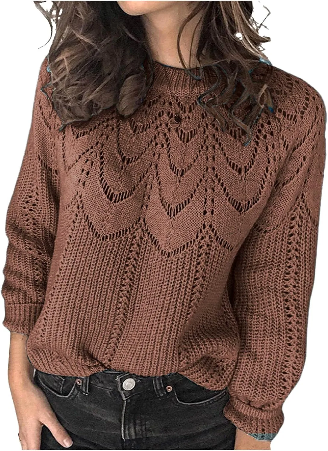 Women's Warm Knit Pullover Tops Chunky Cable Knit Pullover 2023 Fashion Sweaters Long Sleeve Crewneck Knitwear