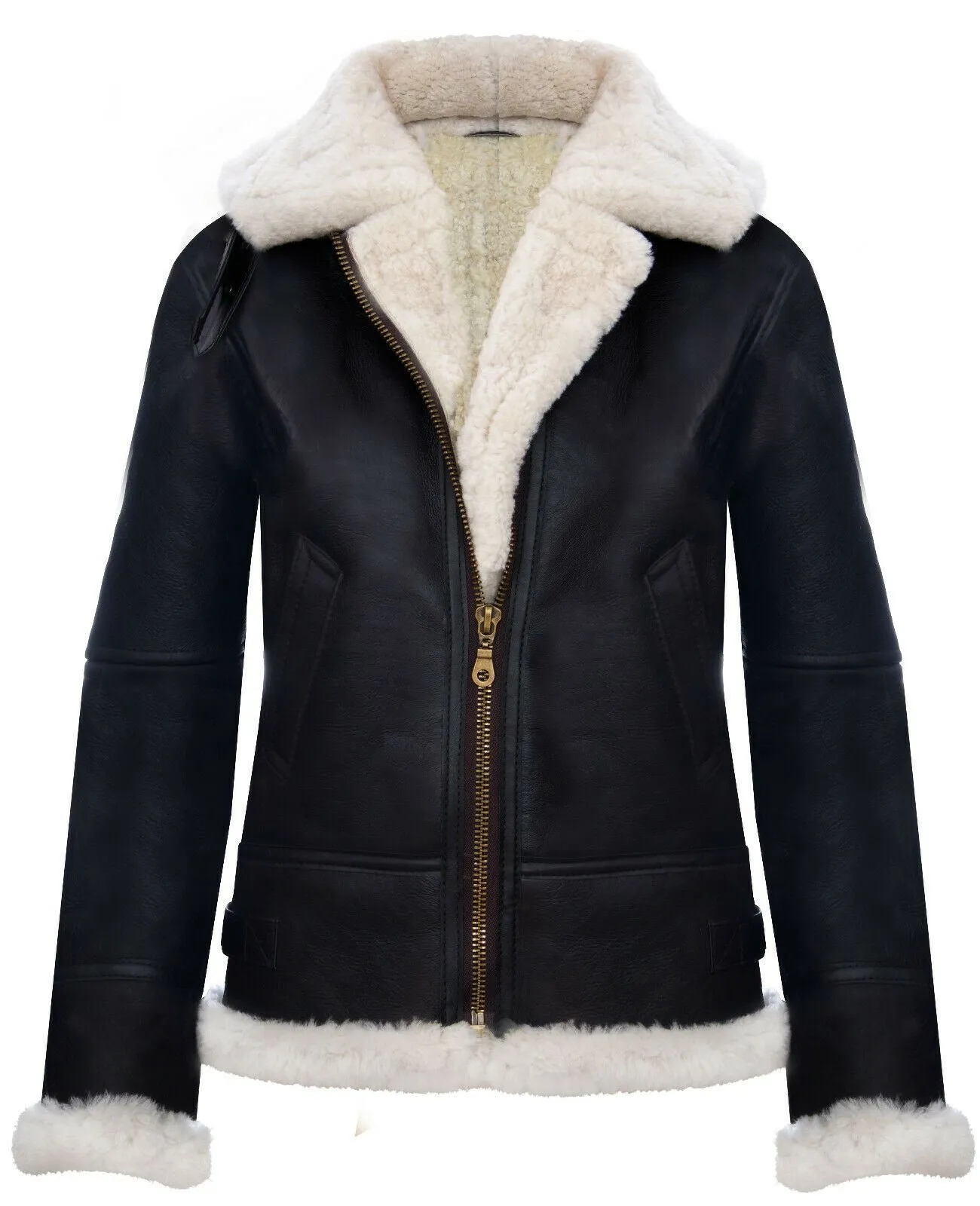 Womens Warmer Hooded Sheepskin Leather Jacket-Orford