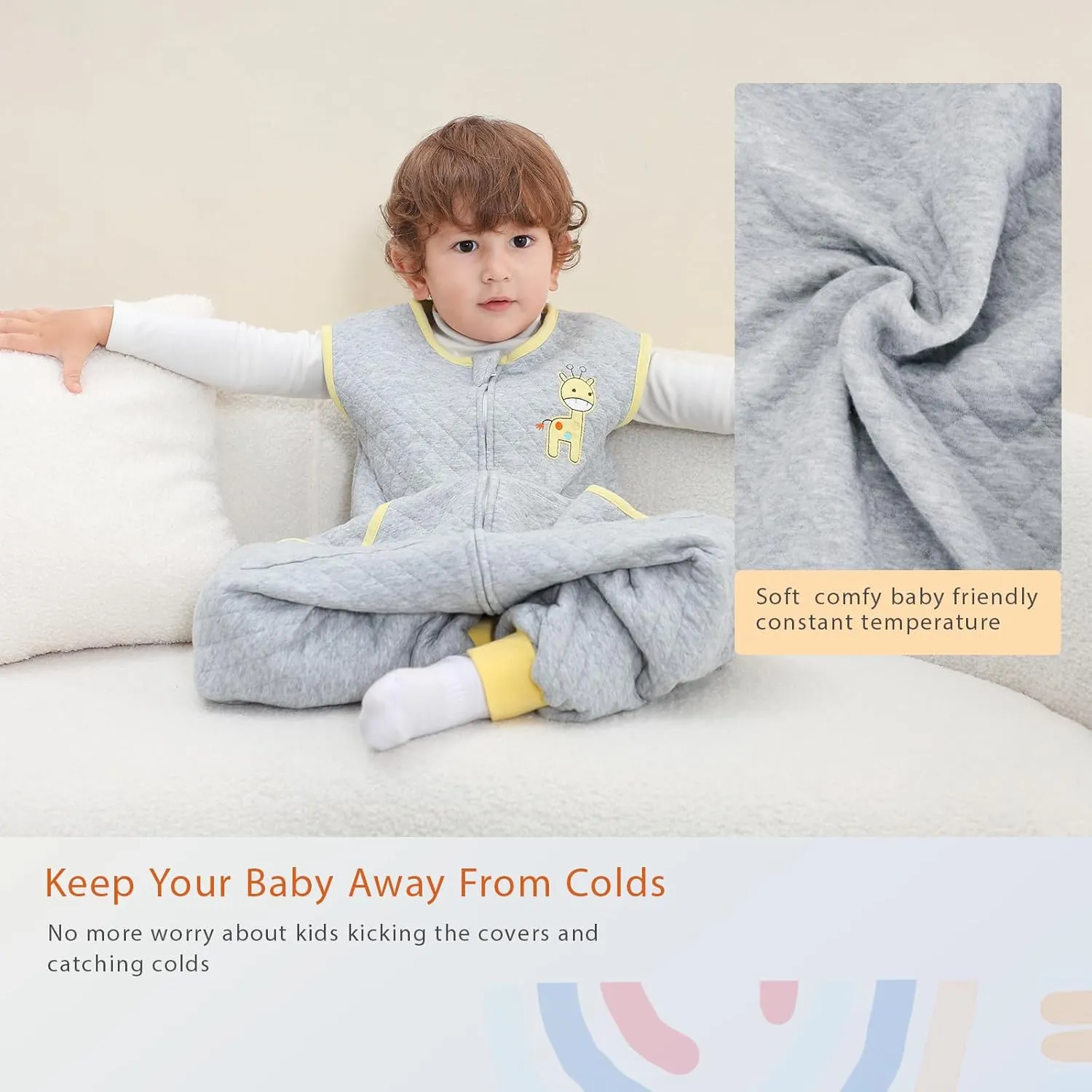 WONDAY Toddler Sleep Sack with Legs, Toddler Sleeping Sack with Feet,Baby Sleep Sack,1.0 TOG Thick Toddler Sleep Sack 3t-5t