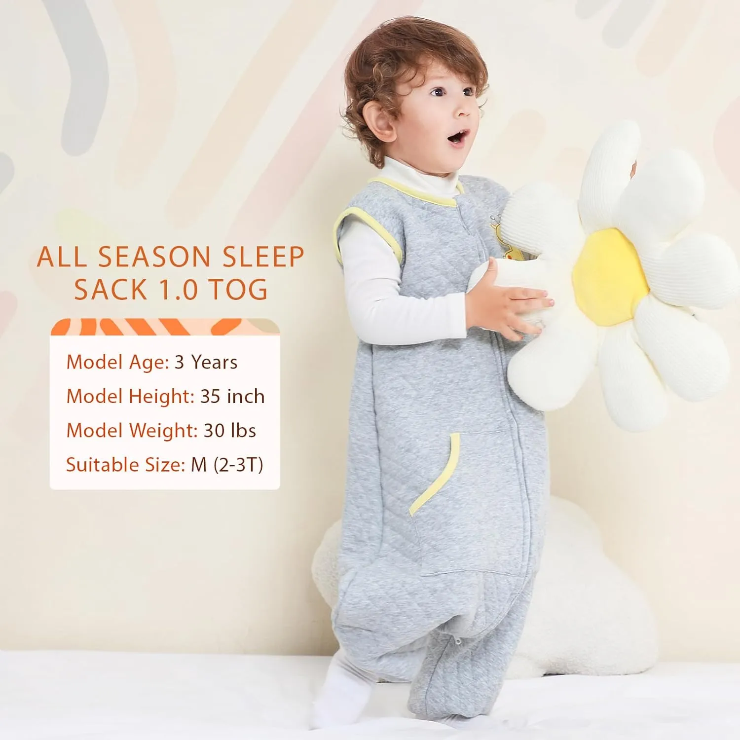 WONDAY Toddler Sleep Sack with Legs, Toddler Sleeping Sack with Feet,Baby Sleep Sack,1.0 TOG Thick Toddler Sleep Sack 3t-5t