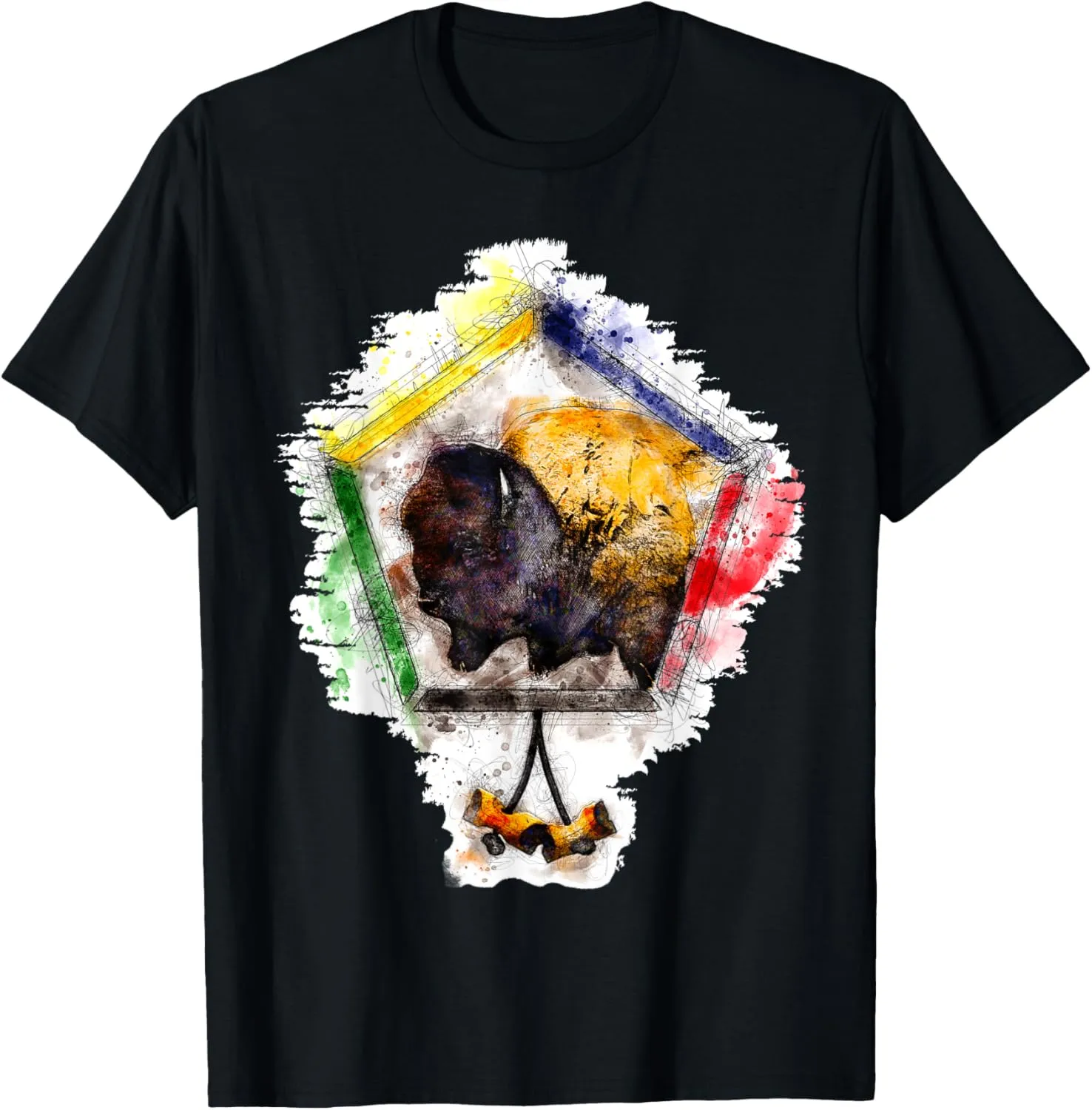 Wood Badge critter, Buffalo watercolor sketch print T-Shirt