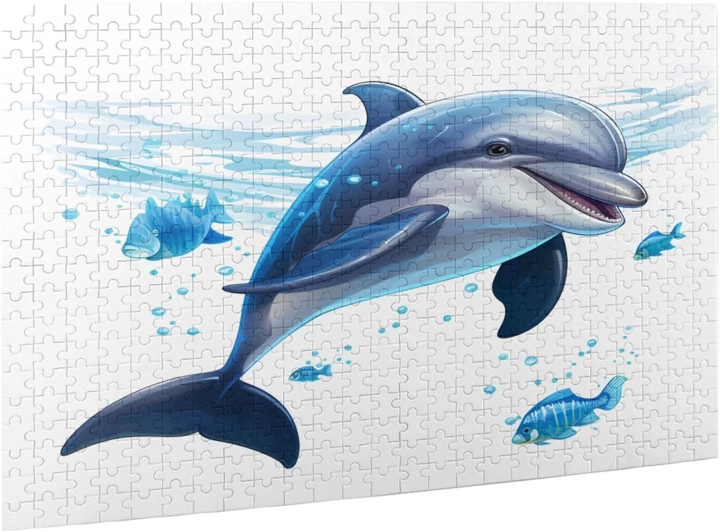 Wooden Jigsaw Puzzles 500 Pieces Watercolor Dolphin Fish Puzzle Leisure for Adults Jigsaw Challenging Creative Educational Intellectual Decompressing Family Games Toy Gift