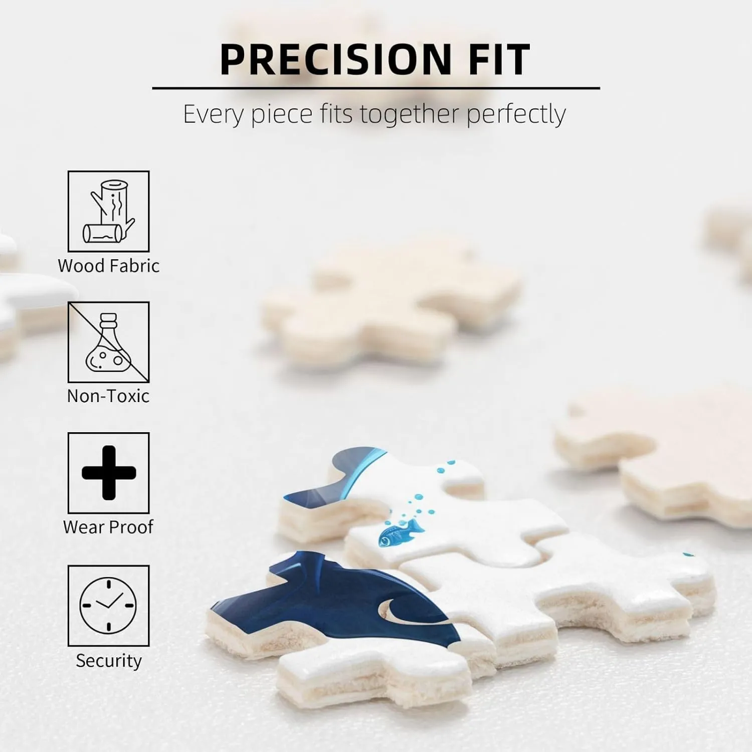 Wooden Jigsaw Puzzles 500 Pieces Watercolor Dolphin Fish Puzzle Leisure for Adults Jigsaw Challenging Creative Educational Intellectual Decompressing Family Games Toy Gift
