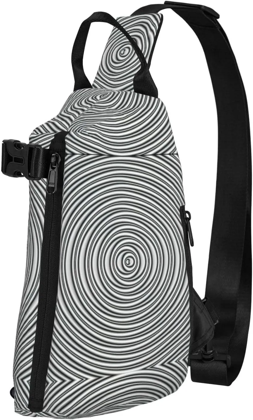 WURTON Optical Spin Illusion Print Crossbody Backpack Cross Pack Lightweight Sling Bag Travel, Hiking