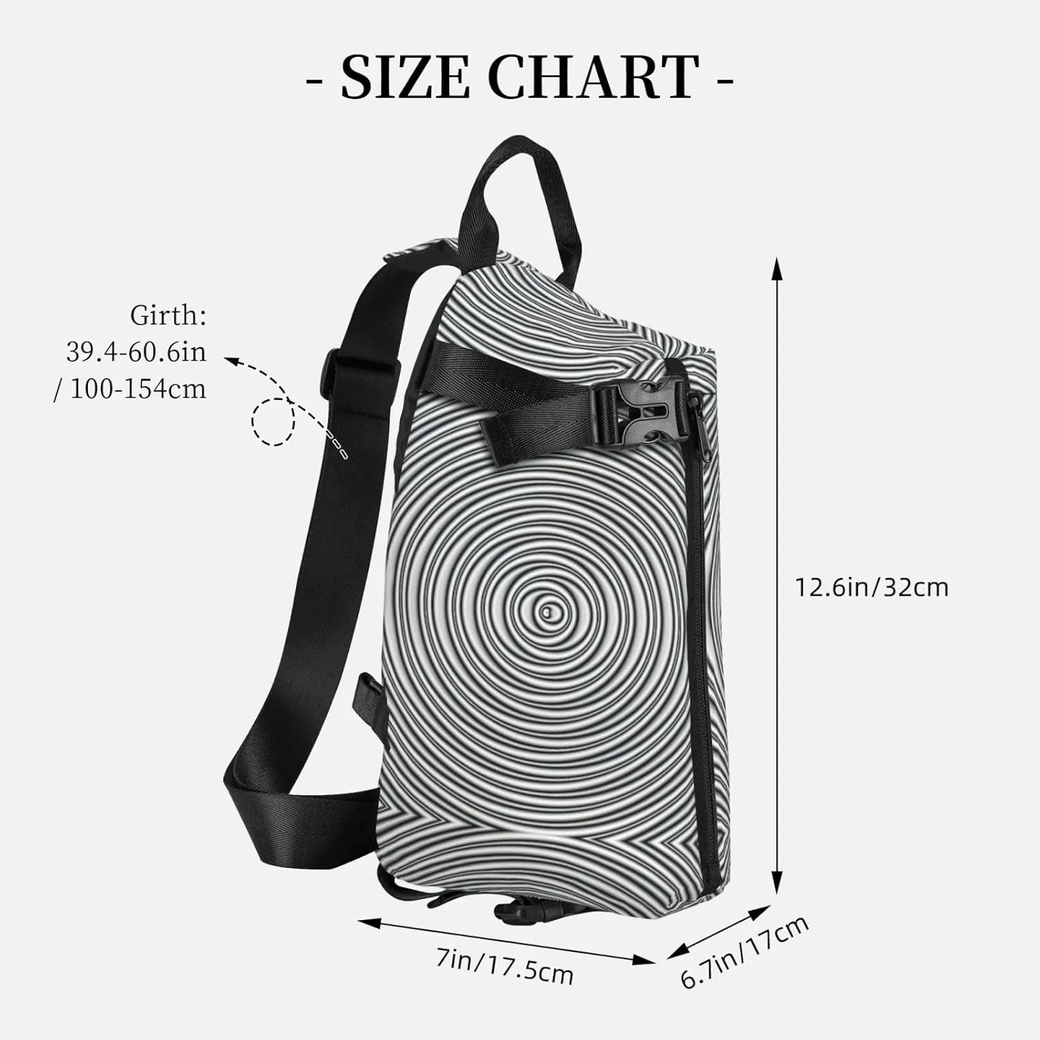 WURTON Optical Spin Illusion Print Crossbody Backpack Cross Pack Lightweight Sling Bag Travel, Hiking