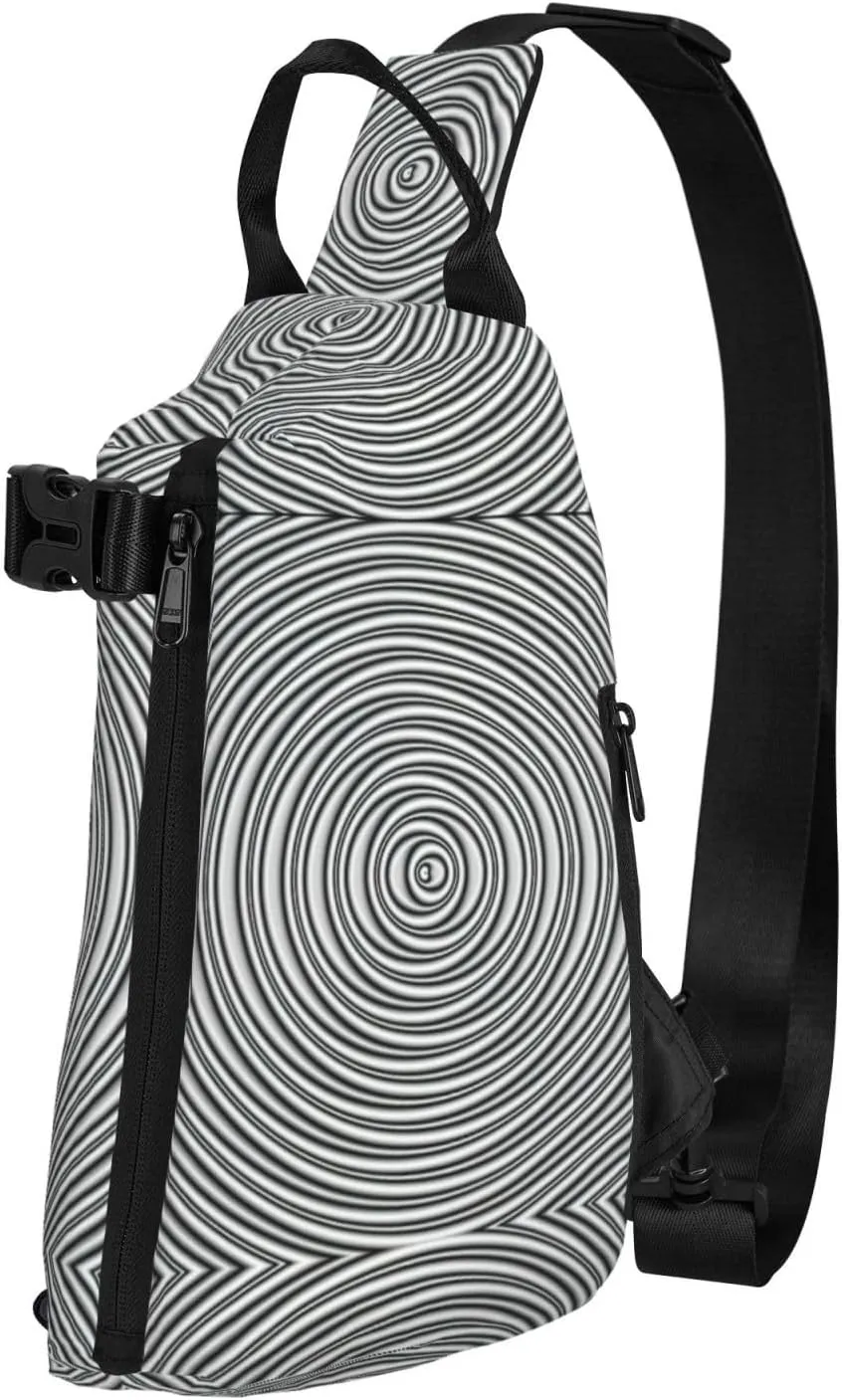 WURTON Optical Spin Illusion Print Crossbody Backpack Cross Pack Lightweight Sling Bag Travel, Hiking