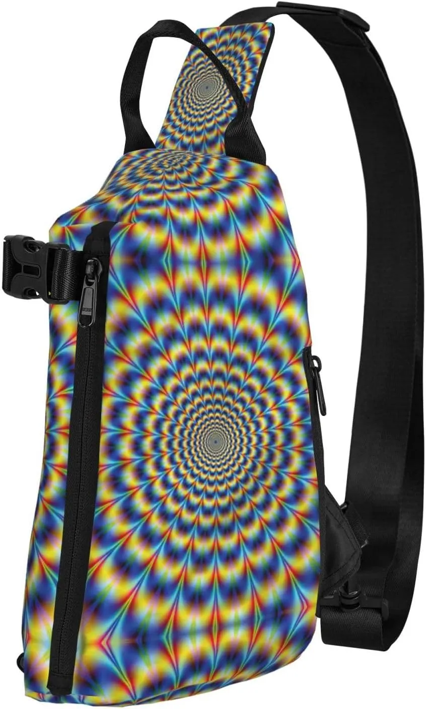 WURTON Spiral Optical Illusion Gif Print Crossbody Backpack Cross Pack Lightweight Sling Bag Travel, Hiking