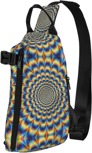 WURTON Spiral Optical Illusion Gif Print Crossbody Backpack Cross Pack Lightweight Sling Bag Travel, Hiking
