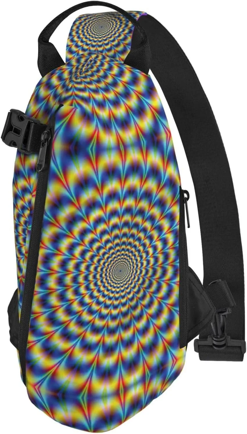 WURTON Spiral Optical Illusion Gif Print Crossbody Backpack Cross Pack Lightweight Sling Bag Travel, Hiking