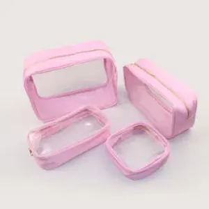 X-Large Clear and Nylon Cosmetic Bag with Handle