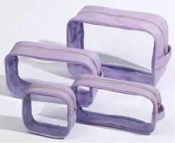 X-Large Clear and Nylon Cosmetic Bag with Handle