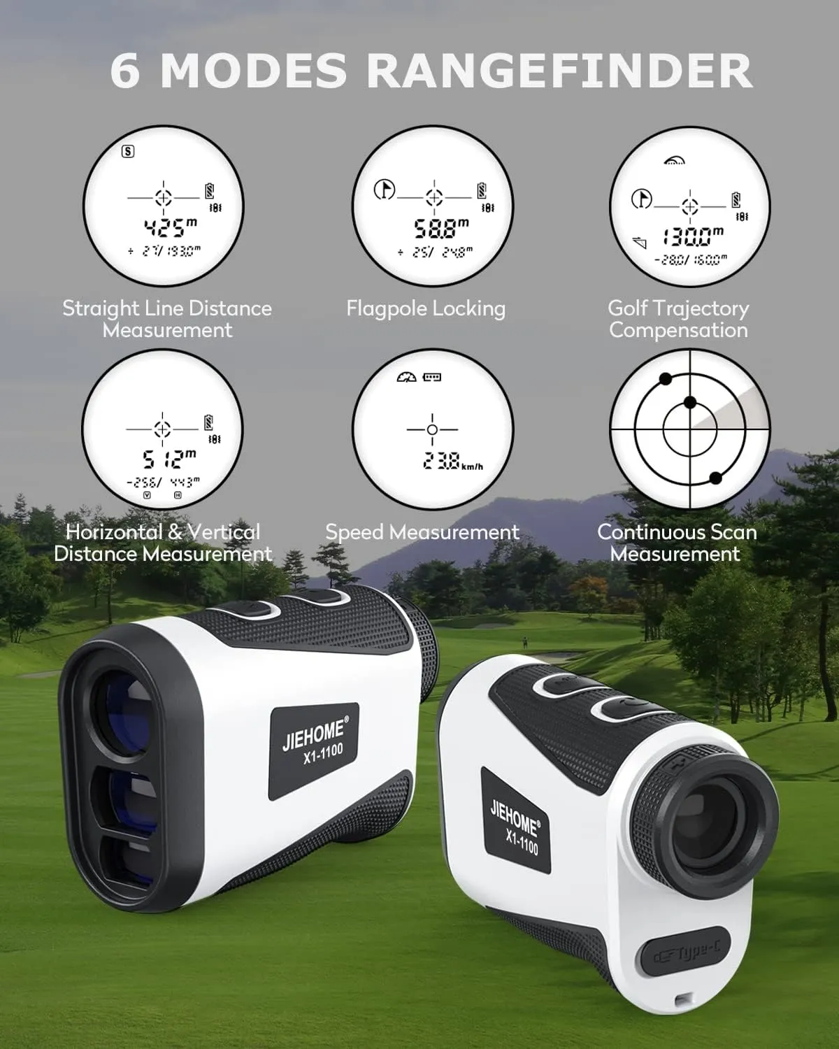 X1 Golf Rangefinder with Slope, Flagpole Lock and Vibration, 660/1100YDS Laser Rangefinder for Golfing & Hunting, Rechargeable Laser Range Finder Distance Measuring with High-Precision