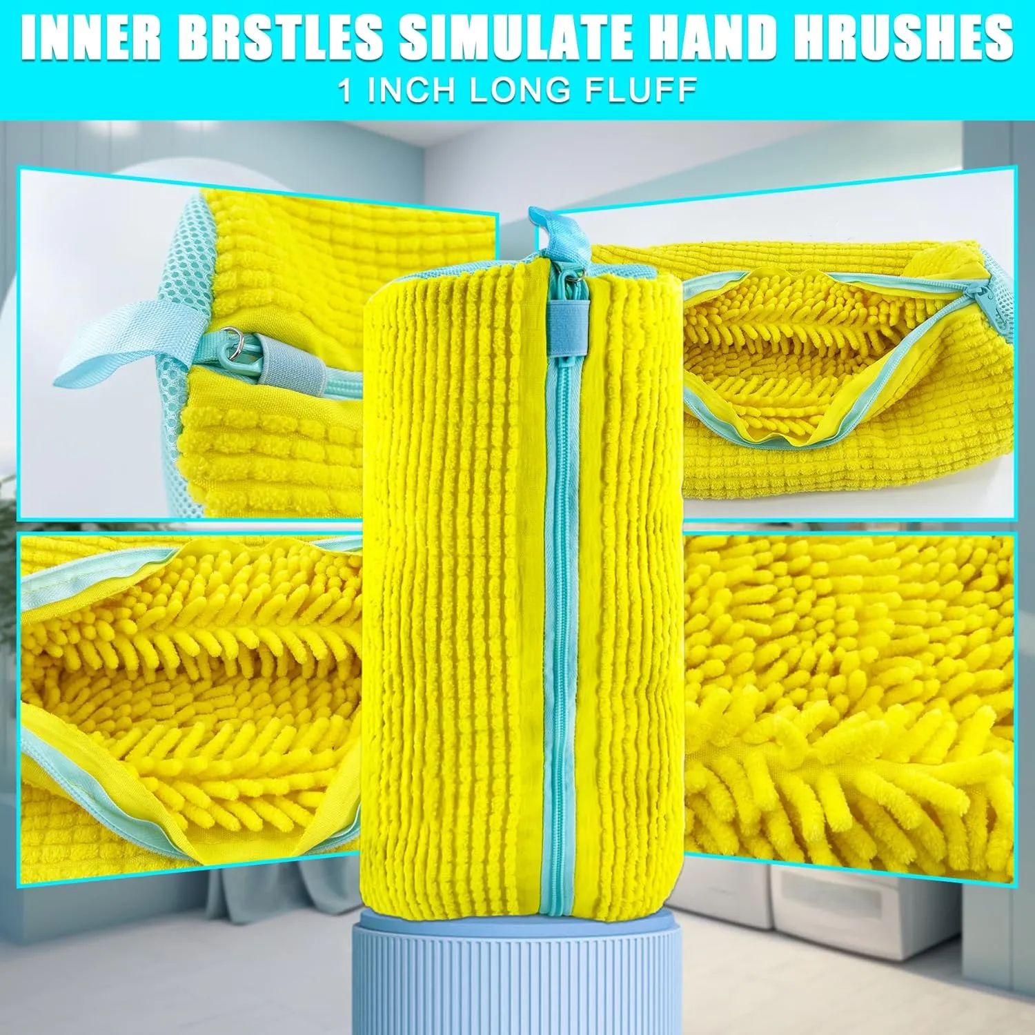 XXL Shoe Washing Machine Bag - 2 Reusable Shoe Cleaning Bags, Shoe Laundry Bag with Zipper Protection Design, 360° Deep Clean for Sneaker Tennis Shoe, Include 2 Shoe Storage Dust Bags (Yellow)