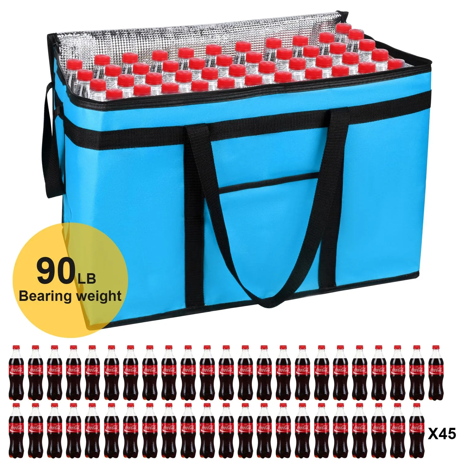XXXL Insulated Food Delivery Bag Cooler Bags Keep Food Warm Catering Therma for doordash Catering Cooler Bags Keep Food Warm Catering Therma Catering Shopper hot Blue Blue…