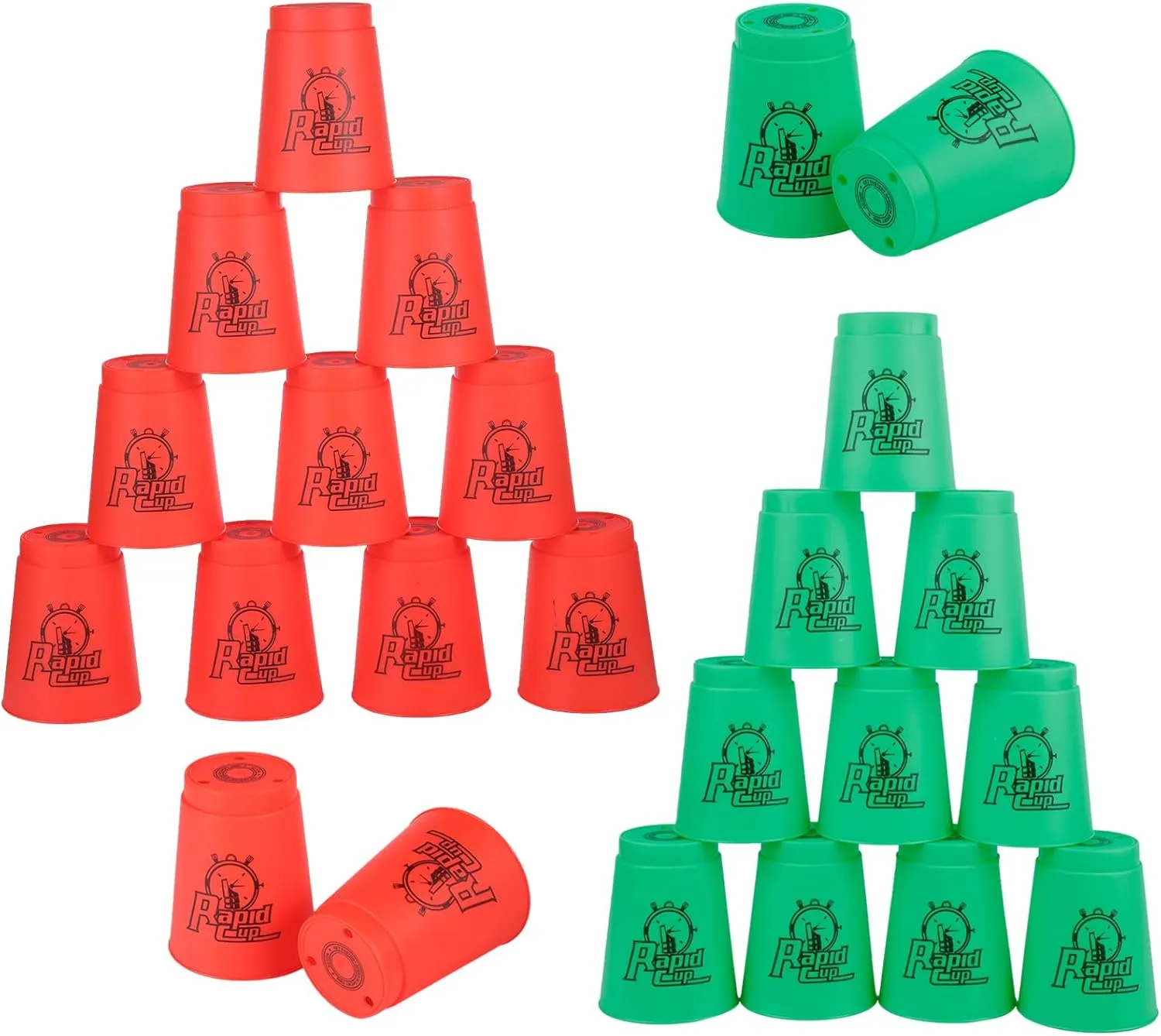 yeesport Sport Stacking Cups, 24pcs Sports Stacking Cups Sport Training Game for Challenge Competition Travel Party Gift for Kids and Adults (Red Green)