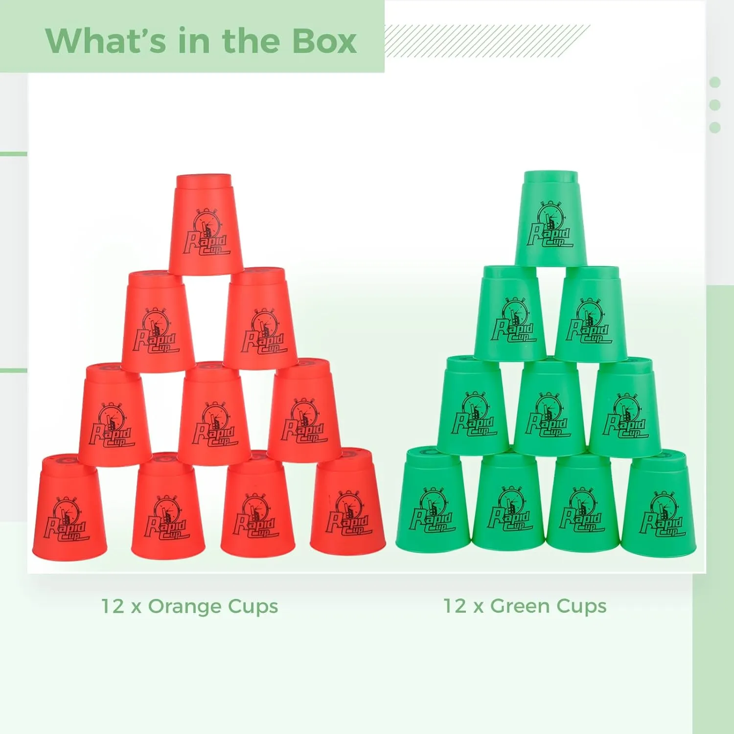 yeesport Sport Stacking Cups, 24pcs Sports Stacking Cups Sport Training Game for Challenge Competition Travel Party Gift for Kids and Adults (Red Green)