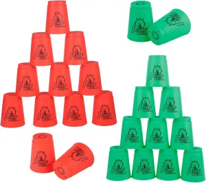 yeesport Sport Stacking Cups, 24pcs Sports Stacking Cups Sport Training Game for Challenge Competition Travel Party Gift for Kids and Adults (Red Green)
