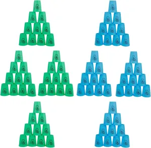 yeesport Sport Stacking Cups, 96pcs Sports Stacking Cups Speed Training Game for Challenge Competition Travel Party Gift for Kids and Adults (4 Blue  4 Green)