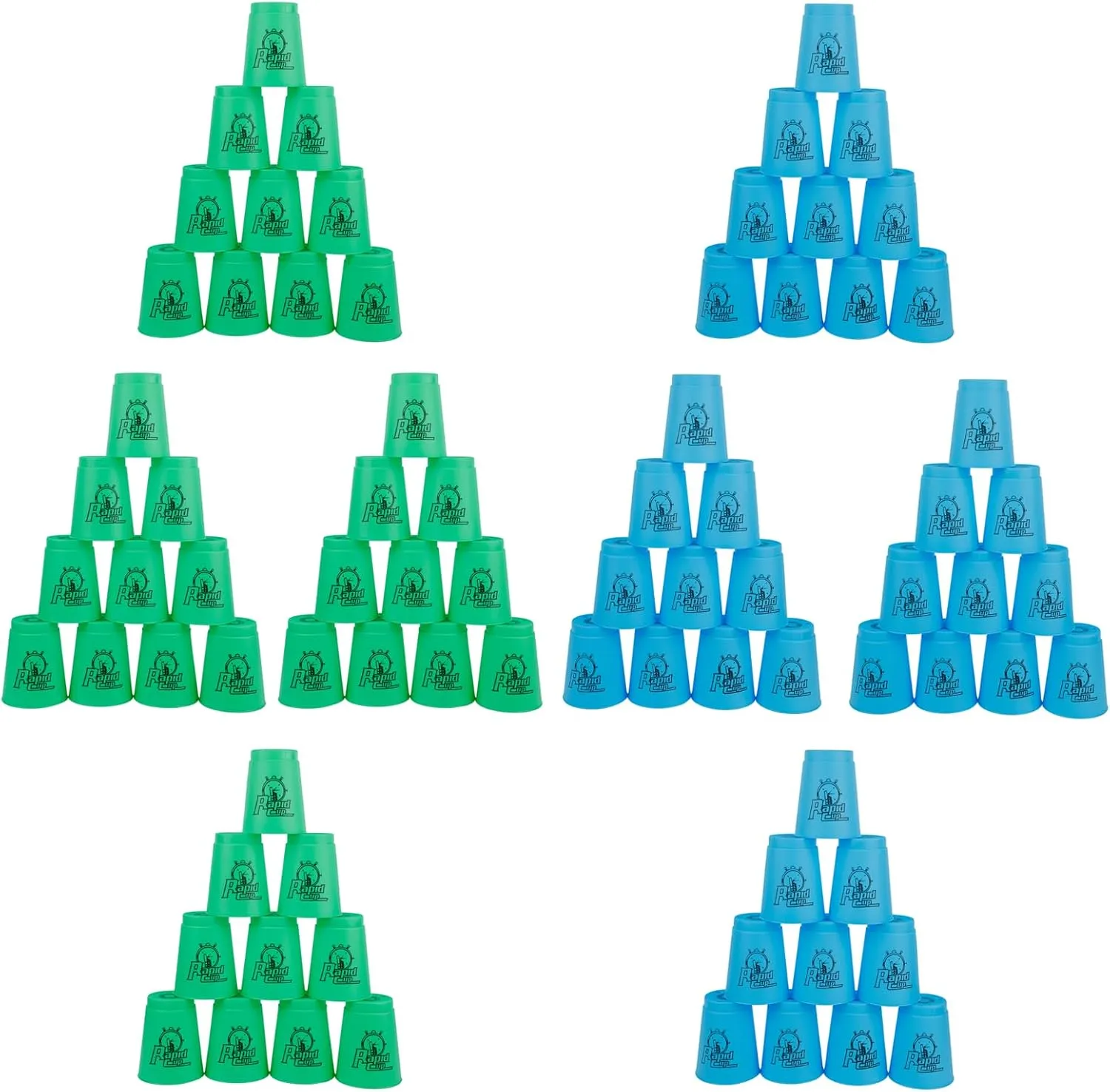 yeesport Sport Stacking Cups, 96pcs Sports Stacking Cups Speed Training Game for Challenge Competition Travel Party Gift for Kids and Adults (4 Blue  4 Green)
