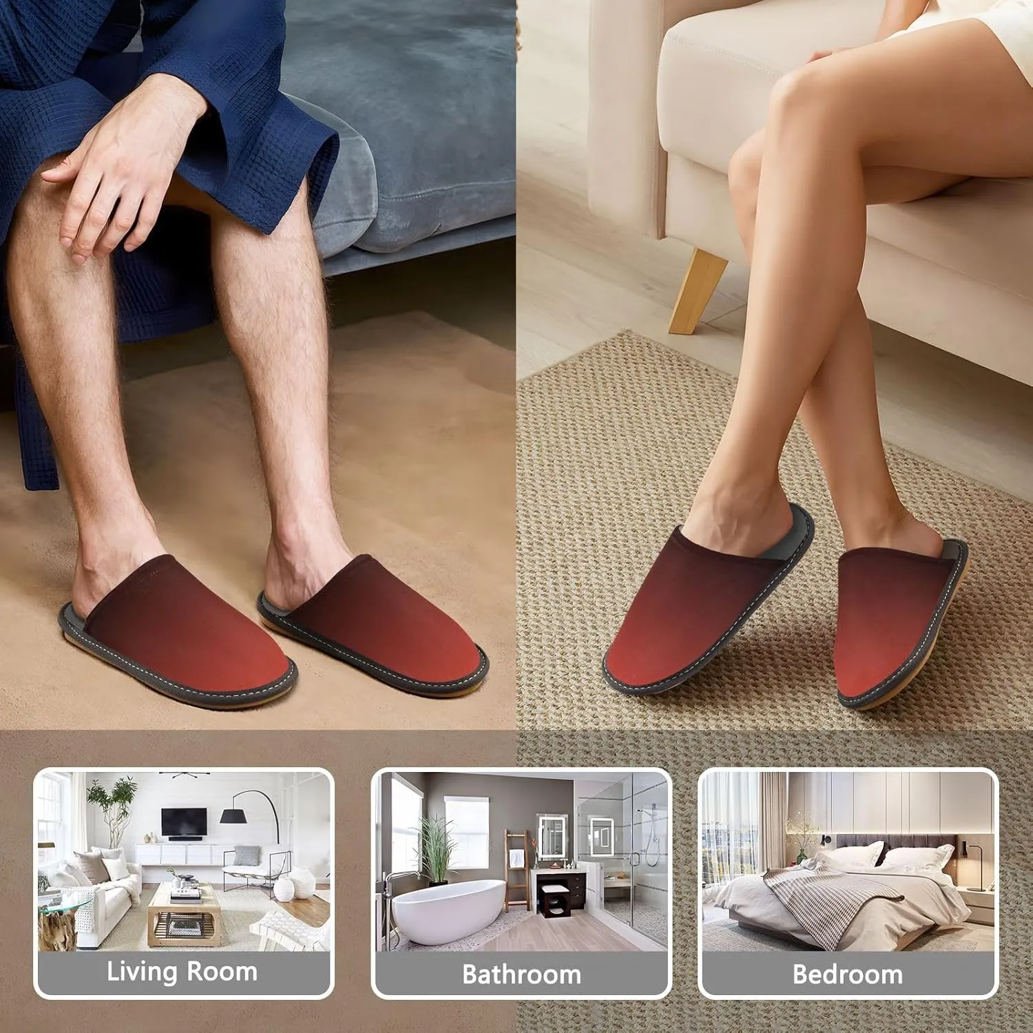 Yellow Lavender Gradient House Slippers for Women Men Non-Slip Comfy Slippers