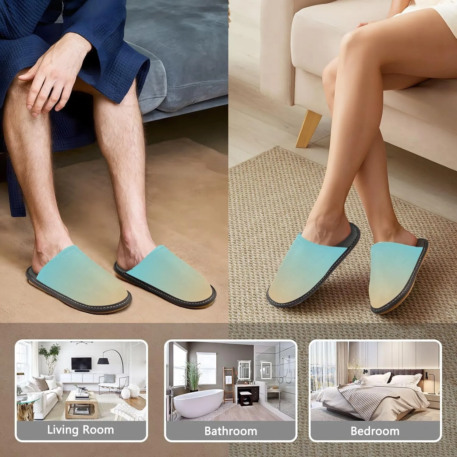 Yellow Lavender Gradient House Slippers for Women Men Non-Slip Comfy Slippers