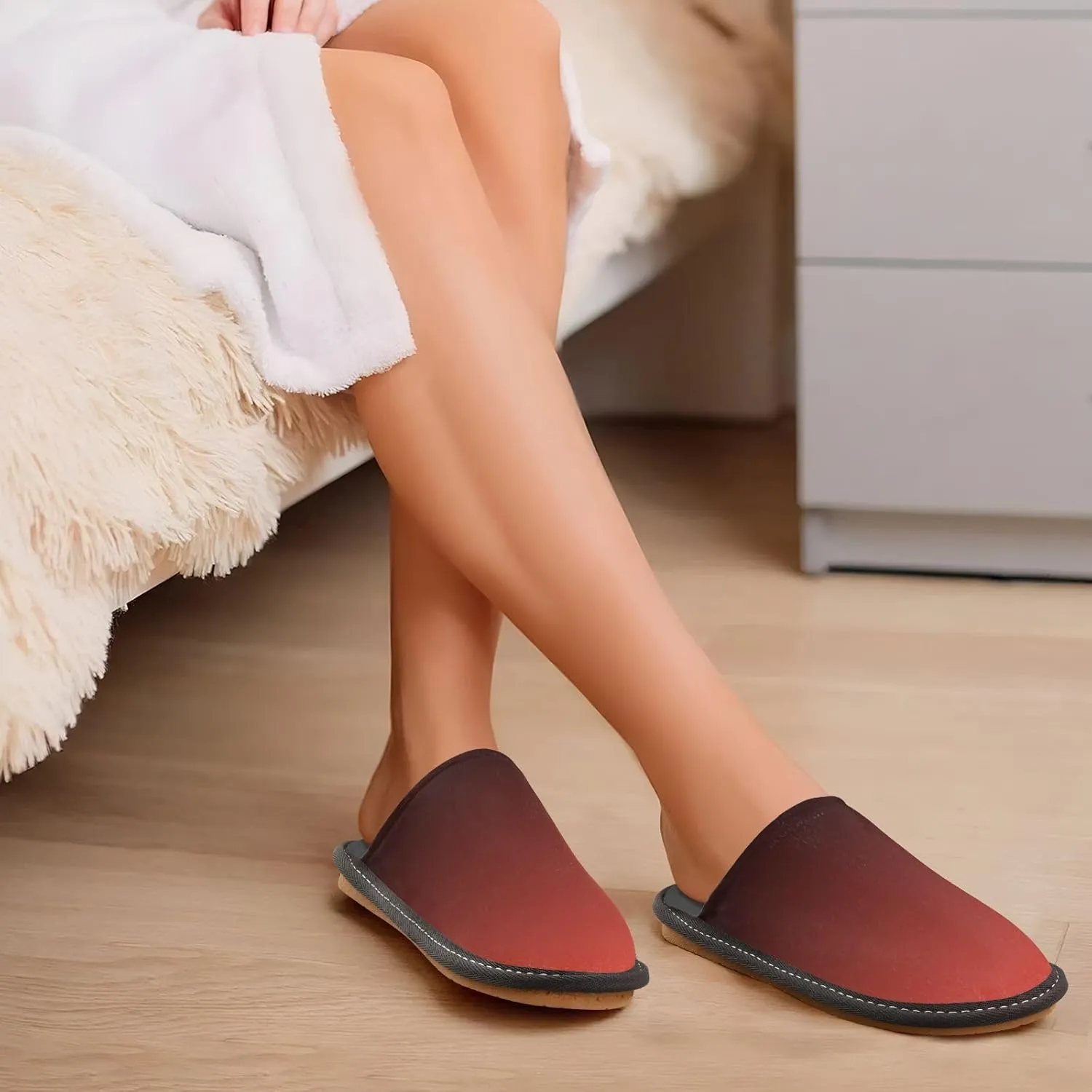 Yellow Lavender Gradient House Slippers for Women Men Non-Slip Comfy Slippers