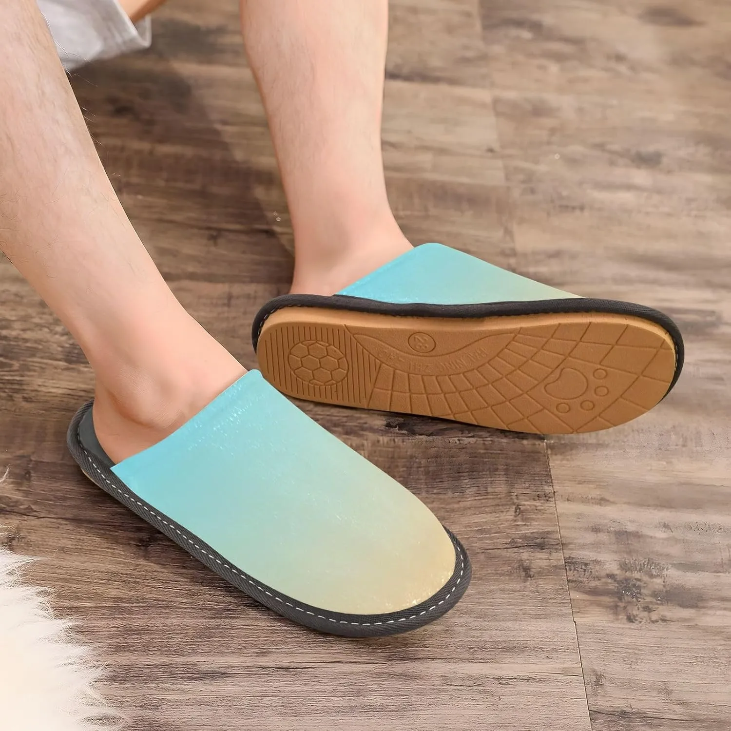 Yellow Lavender Gradient House Slippers for Women Men Non-Slip Comfy Slippers