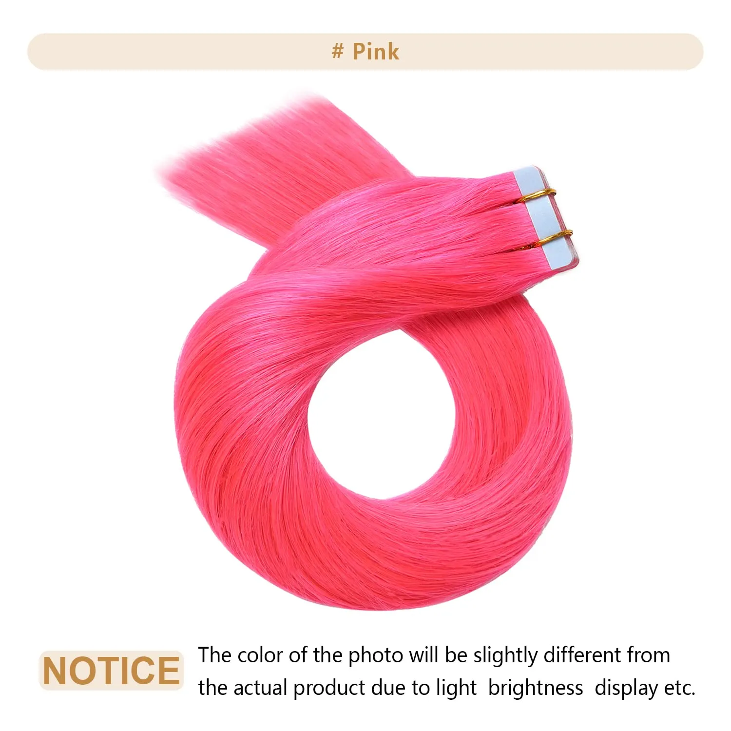 YILITE 20pcs 40G Fashion Pink Tape in Hair Extensions - 14 inch Remy Human Hair Seamless Skin Weft