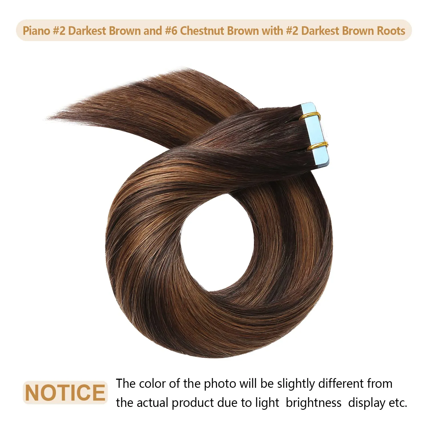 YILITE Tape in Hair Extensions Balayage Darkest Brown Roots Fading to Darkest Brown and Chestnut Brown 40g 20pcs Real Remy Tape in Human Hair Extensions Straight 16 inches