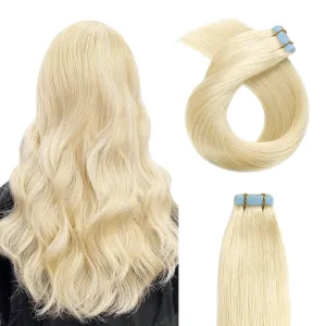 YILITE Tape in Hair Extensions - Real Human Hair, 60 Platinum Blonde, 16 Inch, Invisible, 40g, Natural, 20 Pcs (16 Inches #60)