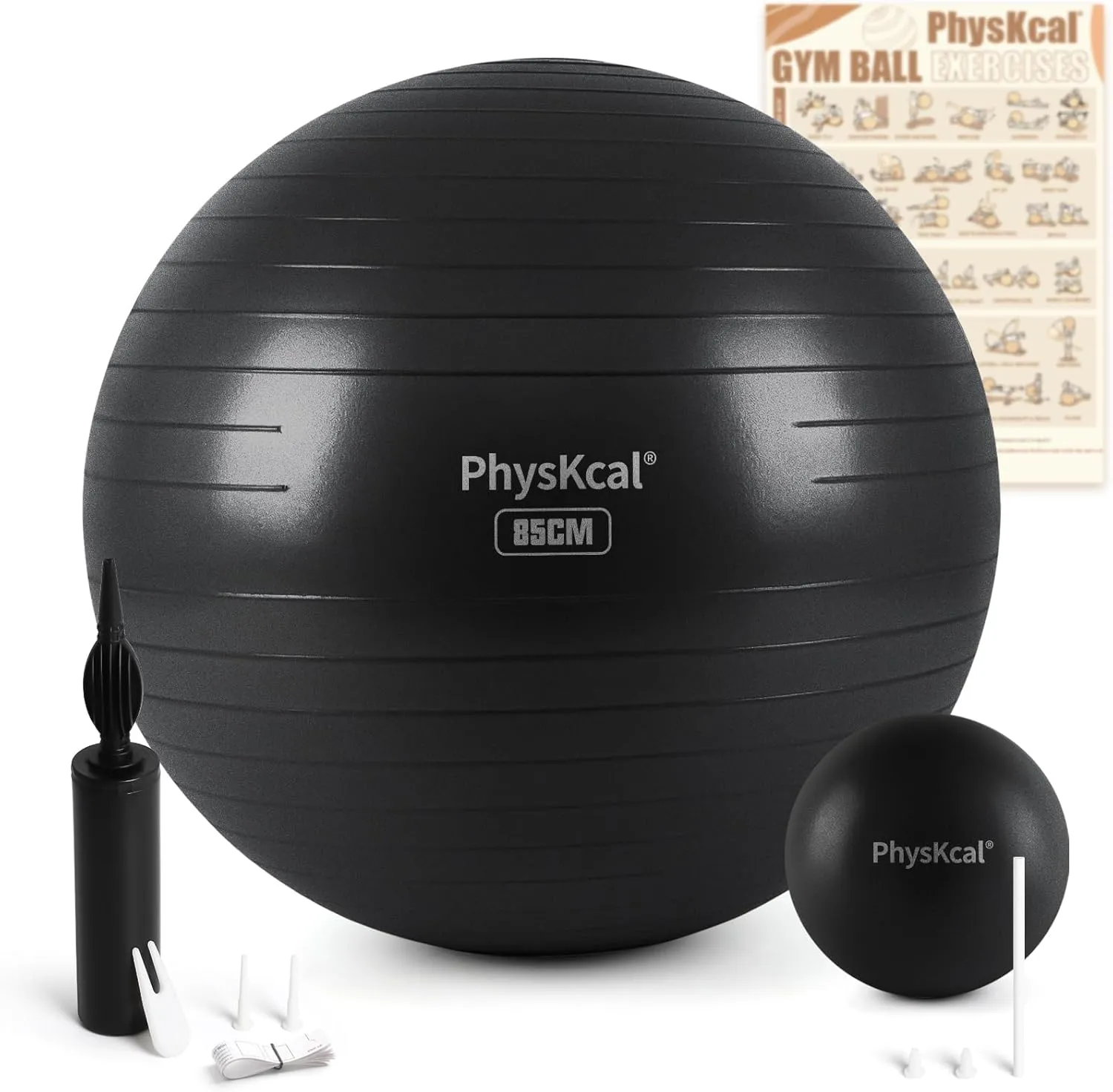 Yoga Ball for Exercise, Pilates Set, 4 Sizes Fitness Ball for Workout, Birthing, Pregnancy, Physical Therapy- Pump Included
