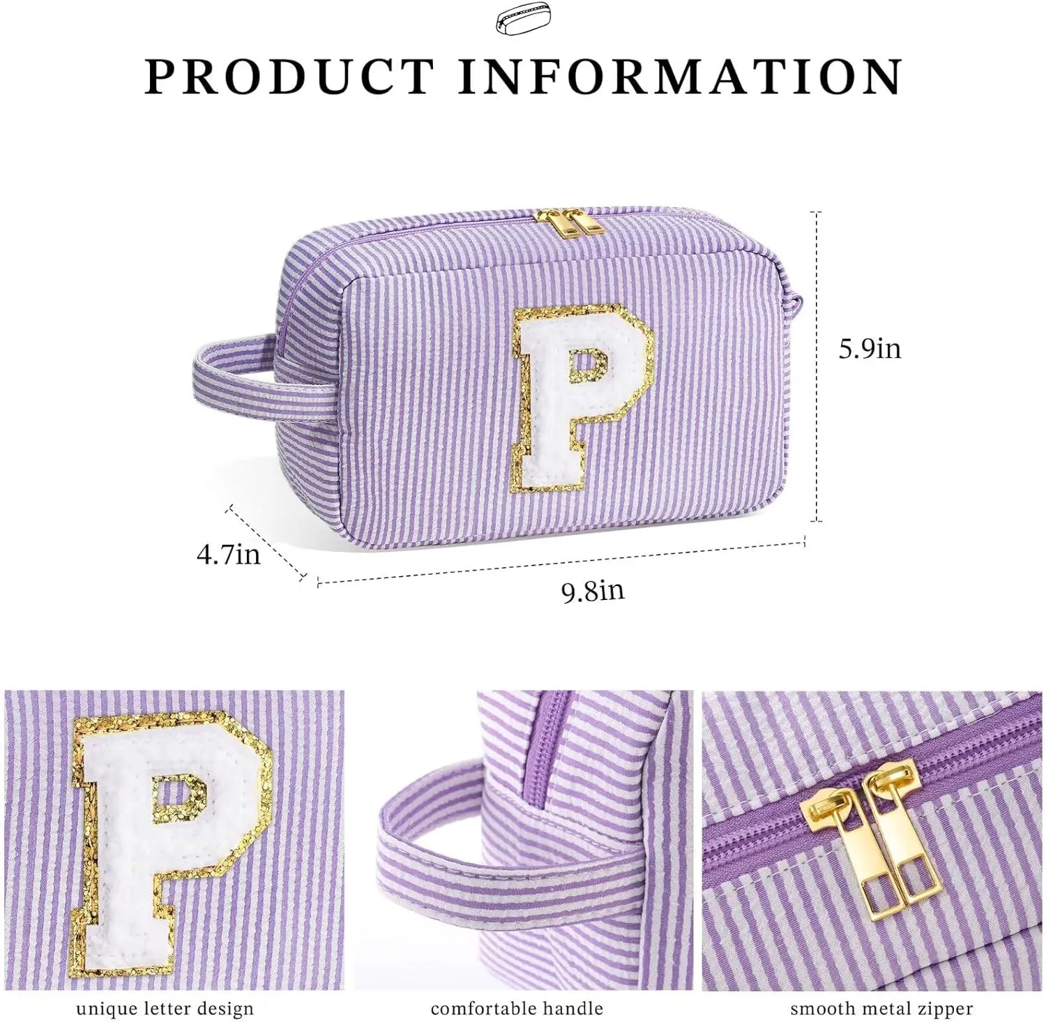 YOOLIFE Birthday Gifts for 4 5 6 7 8 9 10 11 12 13 14 15 16 Year Old Girl Gifts, Purple Gifts for Women Teen Girls Kids Her Daughter, Monogram Initial Girls Makeup Bag, Letter E