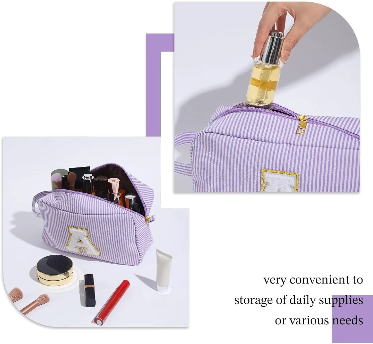 YOOLIFE Birthday Gifts for 4 5 6 7 8 9 10 11 12 13 14 15 16 Year Old Girl Gifts, Purple Gifts for Women Teen Girls Kids Her Daughter, Monogram Initial Girls Makeup Bag, Letter E