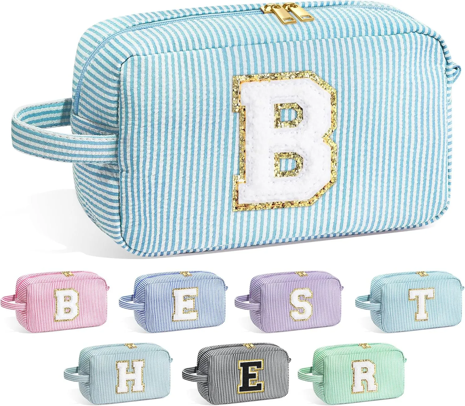 YOOLIFE Bridesmaid Proposal Gifts - Bridal Shower Gifts, Bridesmaid Gifts for Wedding Day, Maid of Honor Gifts, Bride To Be Gifts, Bachelorette Party Gift for Bride, Initial Makeup Bags for Women B